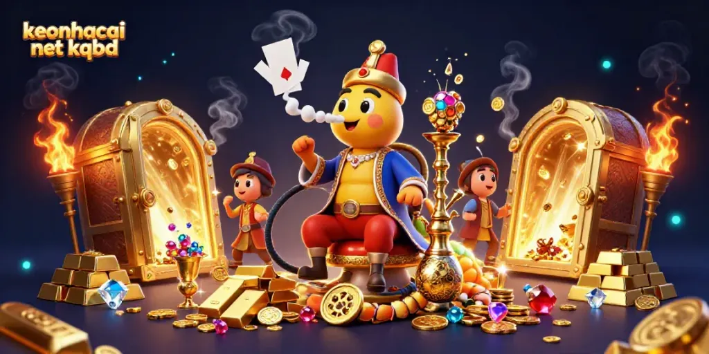 Visualize action at keonhacai net kqbd featuring a vibrant 3D caterpillar master amidst treasure symbols.