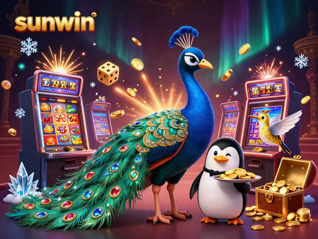 Experience thrill at sunwin with vibrant casino characters and exciting games in a dynamic scene.