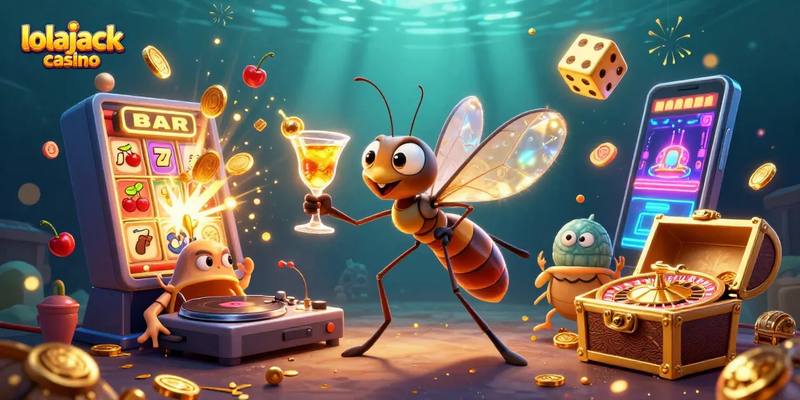 Experience the excitement of lolajack casino with vibrant 3D illustrations showcasing thrilling games and bright casino elements.